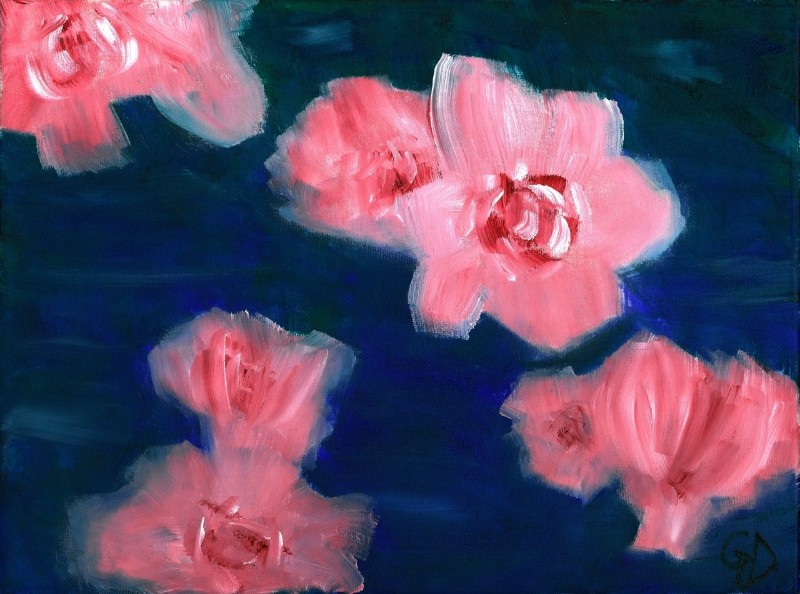 Flowers on Water.jpg - Flowers on Water Oil on canvas board - 23 x 30.5 cm Scanned 7th October 2013
